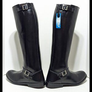 FAMMZ HISPAR Mens Sz 11.5 D RAVEN Motorcycle Riding Police Leather Tall Boots